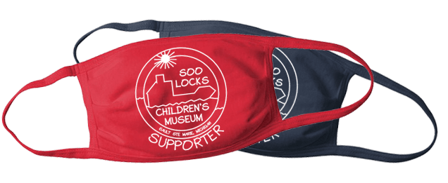 Choose from red or navy Soo Locks Children's Museum Supporter mask when you donate $50 or more.